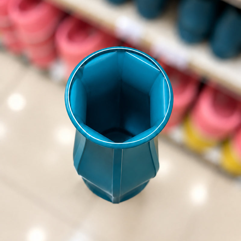 Fluted Teal Plastic Flower Vase (12*23.5)