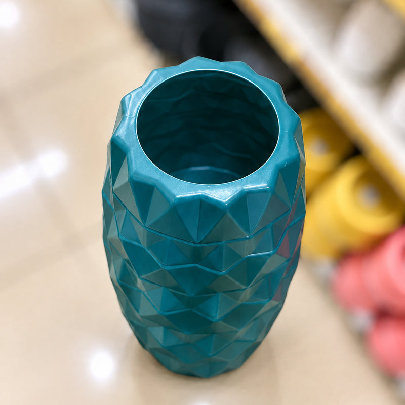 Geometric Teal Ceramic Flower Vase