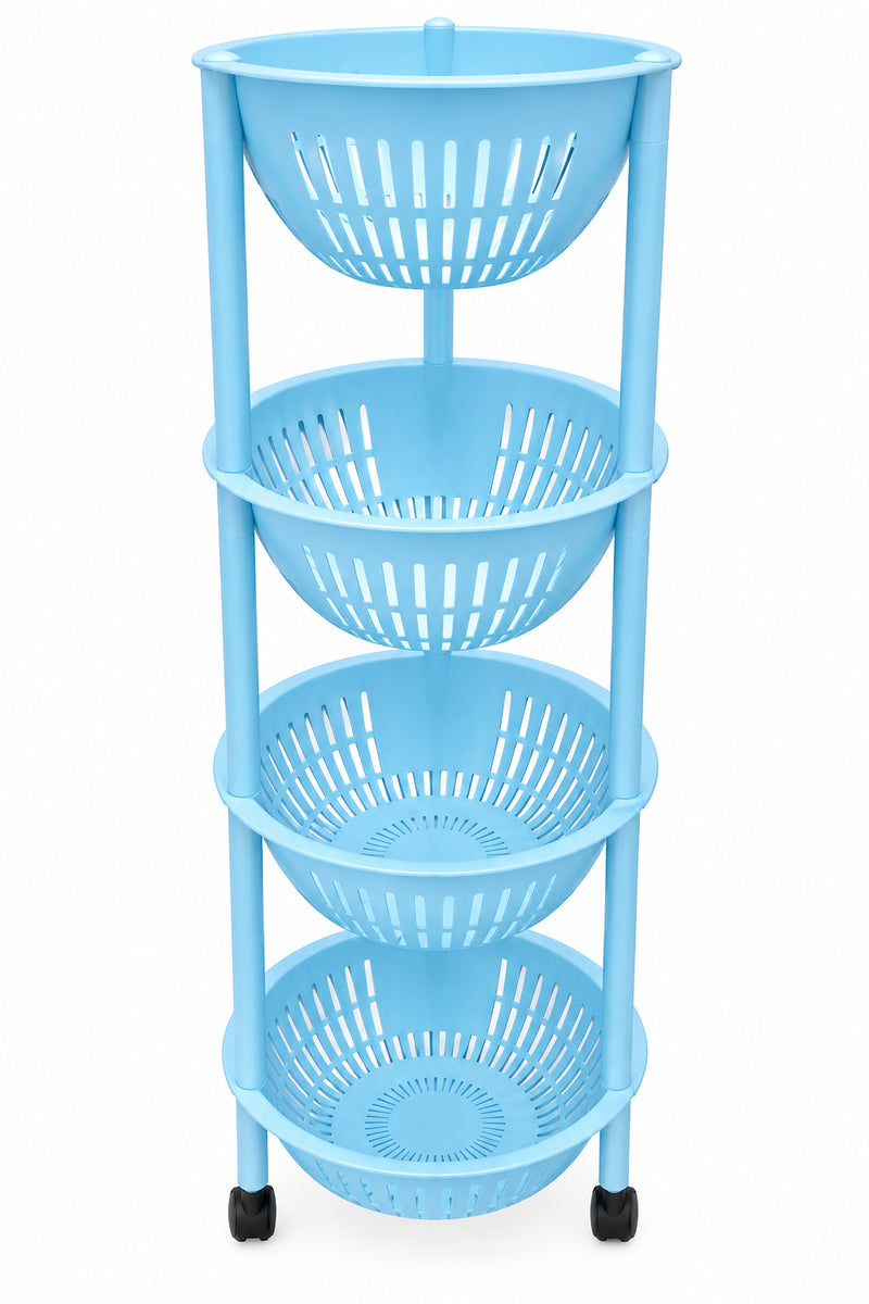 Tier Round Plastic Rolling Storage Cart with Baskets 4