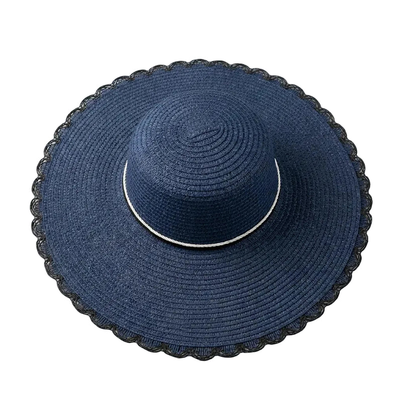 Navy Blue Straw Sun Hat