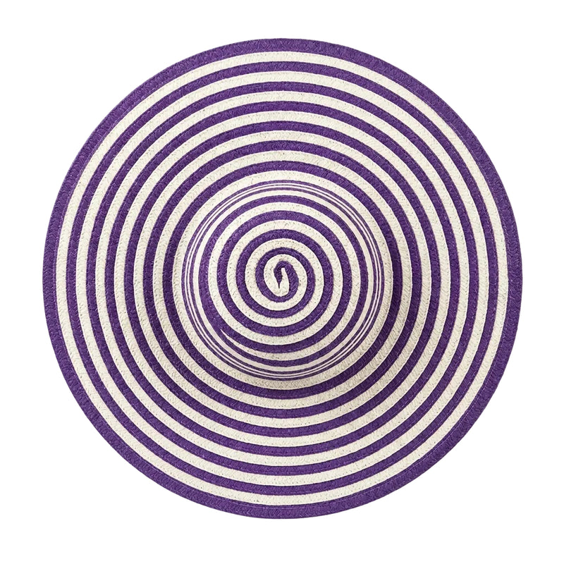 Purple Striped Wide-Brim Sun Hat