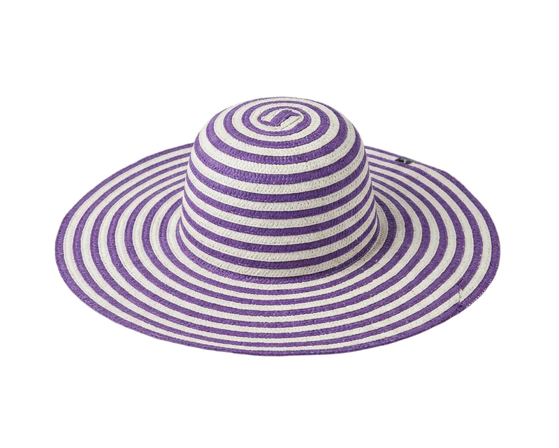 Purple Striped Wide-Brim Sun Hat