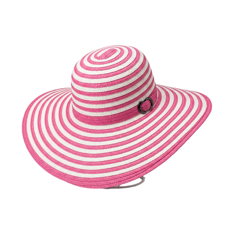 Pink Striped Wide-Brim Sun Hat