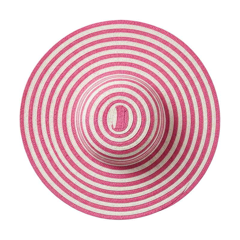 Pink Striped Wide-Brim Sun Hat