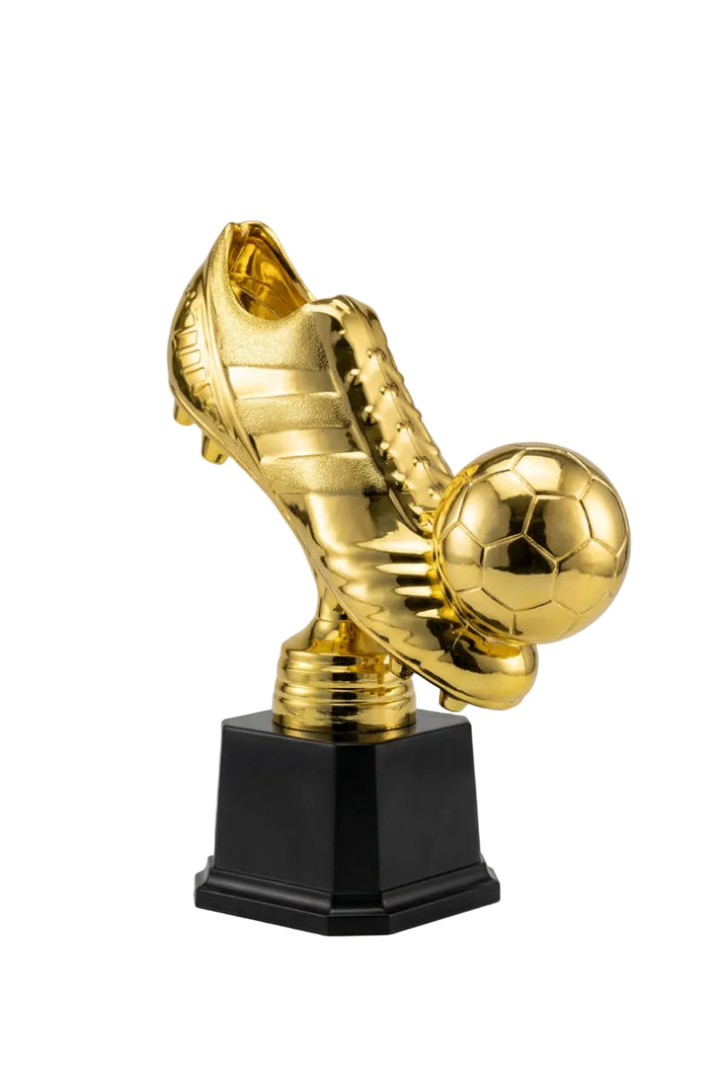 Gold Football Shoe and Ball Trophy