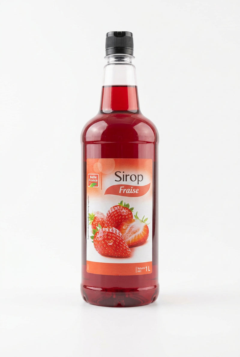 Belle France Sirop Fraise (Strawberry Syrup) 1L Plastic Bottle