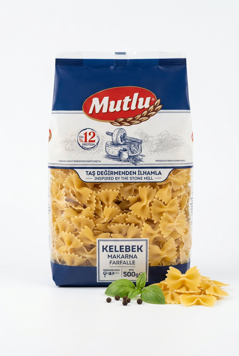 Mutlu Kelebek Makarna (Farfalle / Bowtie shape) 500g