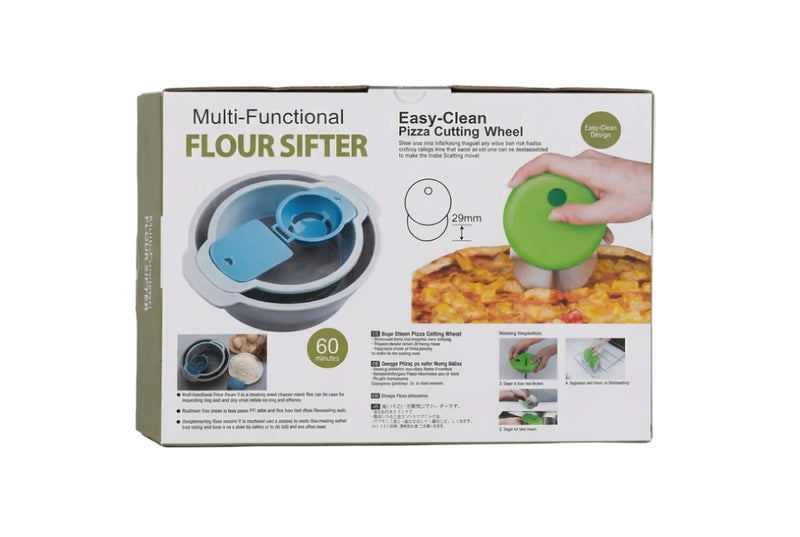 Multi-Functional Flour Sifter & Easy-Clean Pizza Cutting Wheel