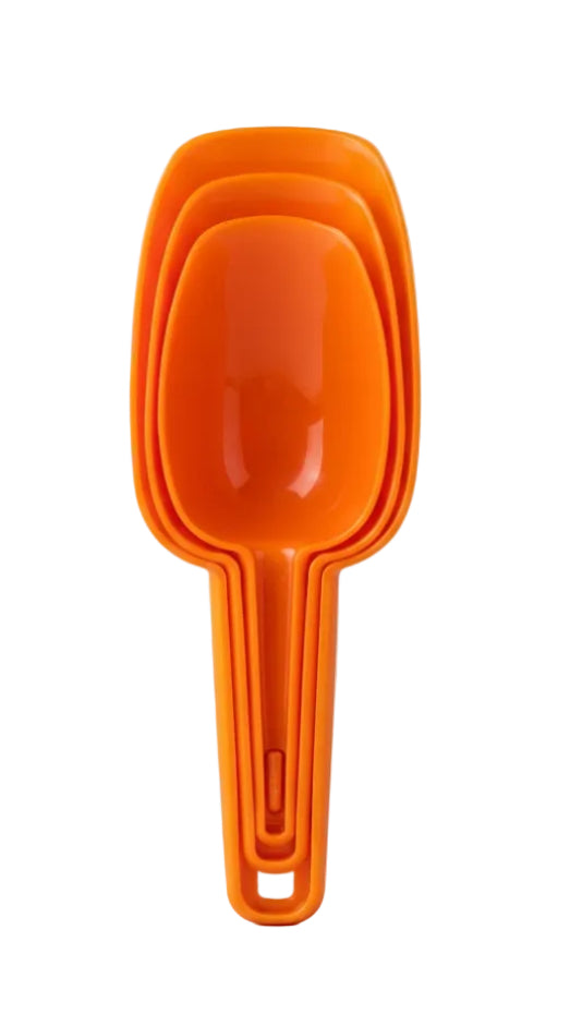 3-Piece Orange Plastic Kitchen Utility Scoop Set