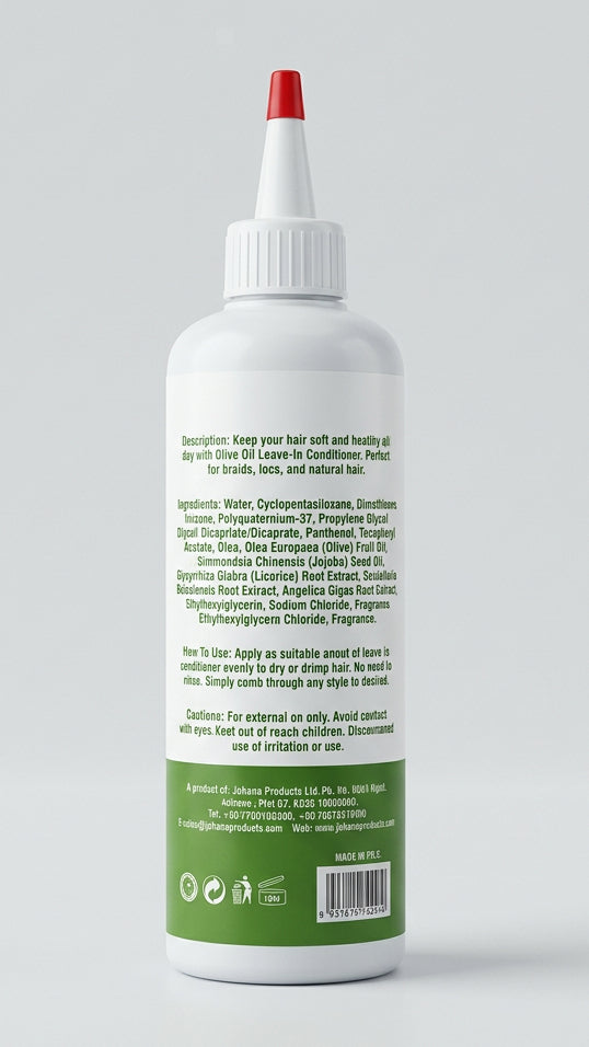 Johana Organic Olive Oil Leave-In Conditioner - 250ml / 8.5 FL OZ