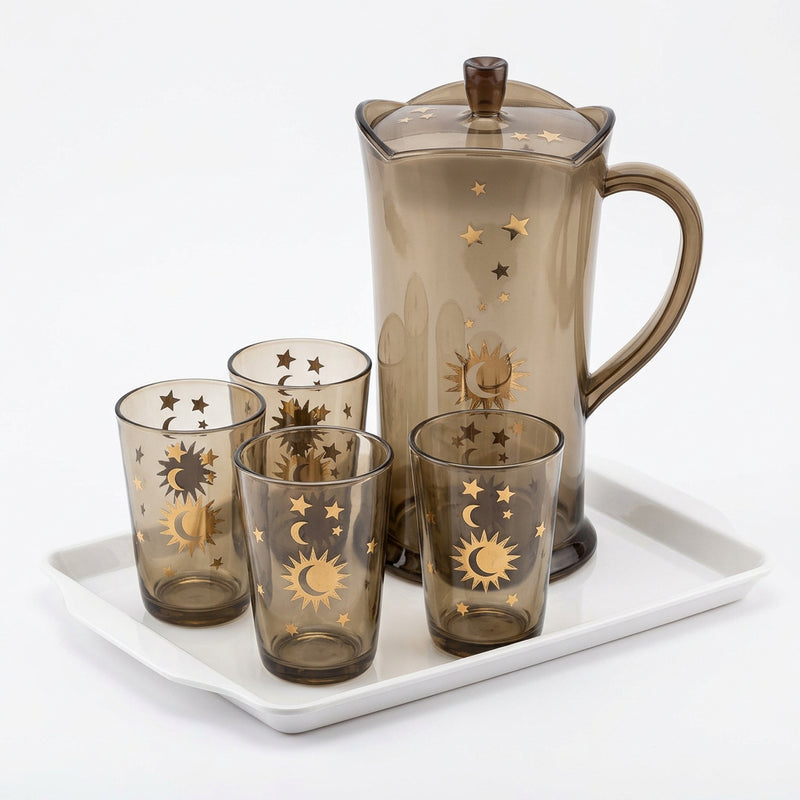 6-Piece Acrylic/Melamine Beverage Serving Set (Sun & Stars Motif)