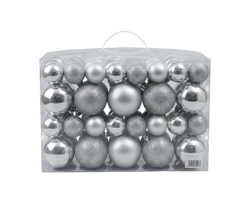 Silver Shatterproof Christmas Ball Ornaments Set/24 Pieces