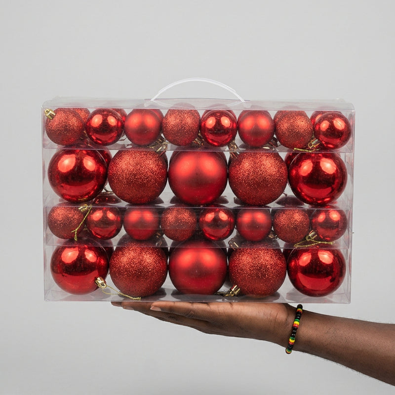 Red Shatterproof Christmas Ball Ornaments Set/24Pieces