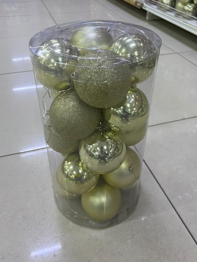 Gold Christmas Ball Ornaments Set/12 Pieces