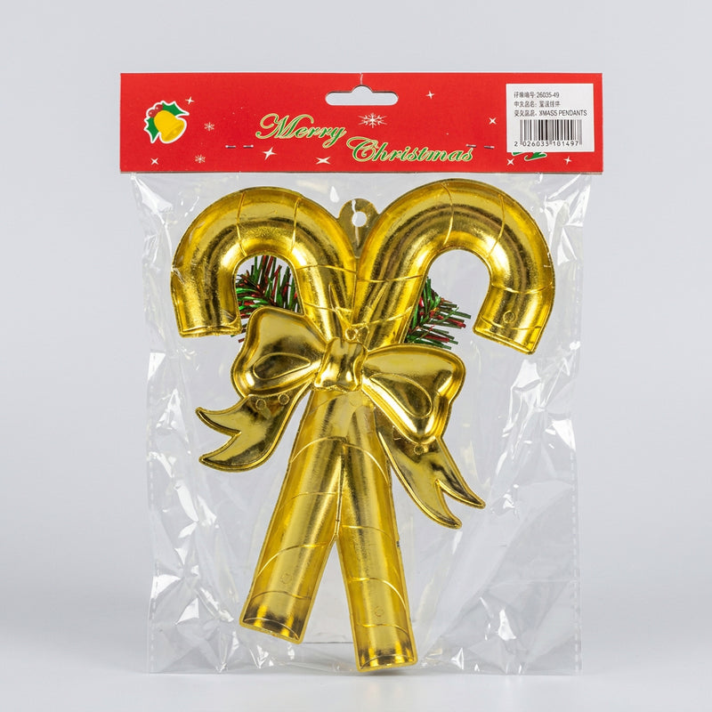 Gold Double Candy Cane Christmas Hanging Ornament