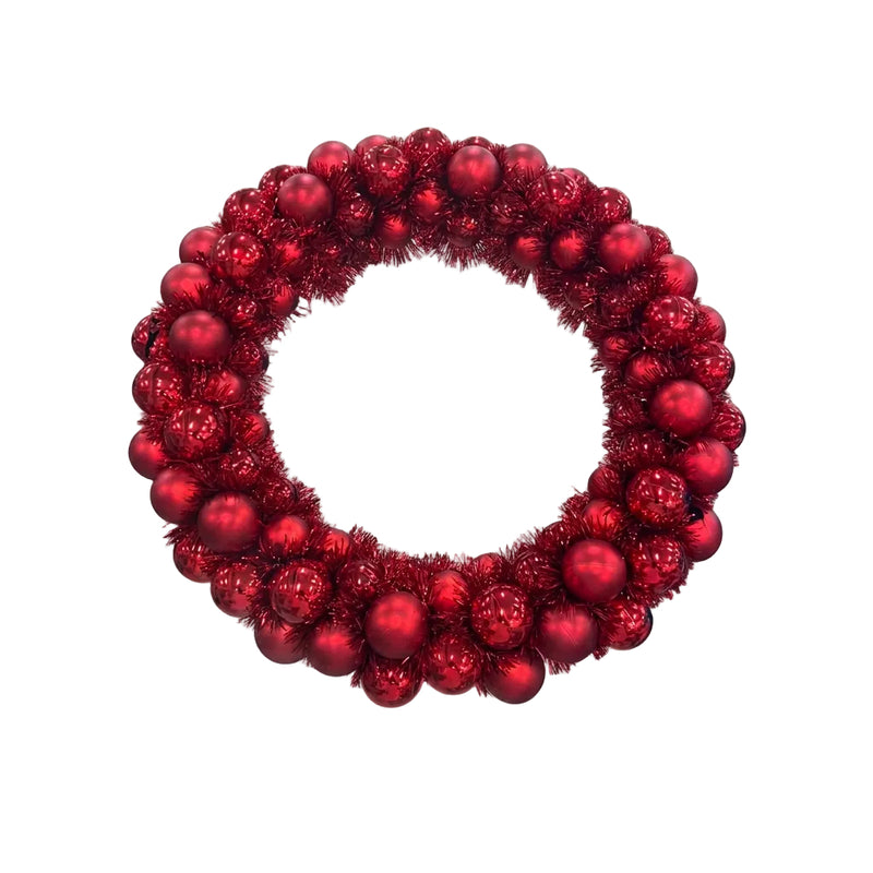 Red Christmas Bauble Wreath 50cm