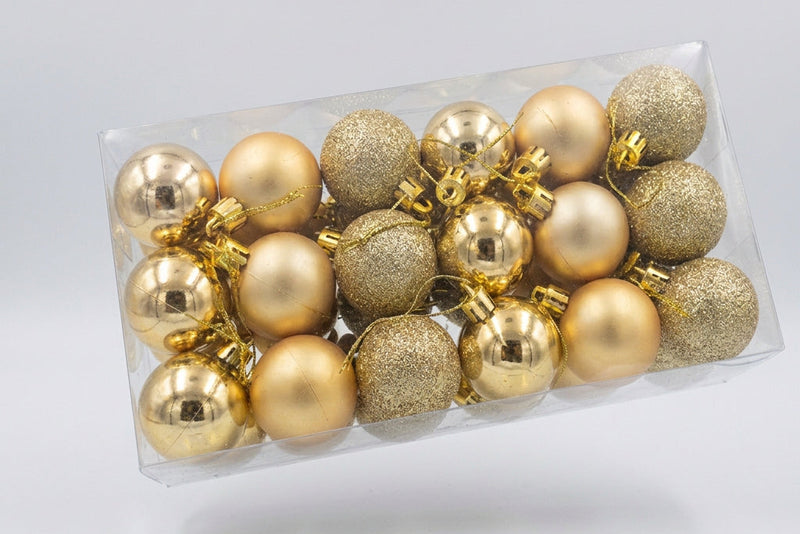 Gold Christmas Ball Ornaments Set/18 Pieces