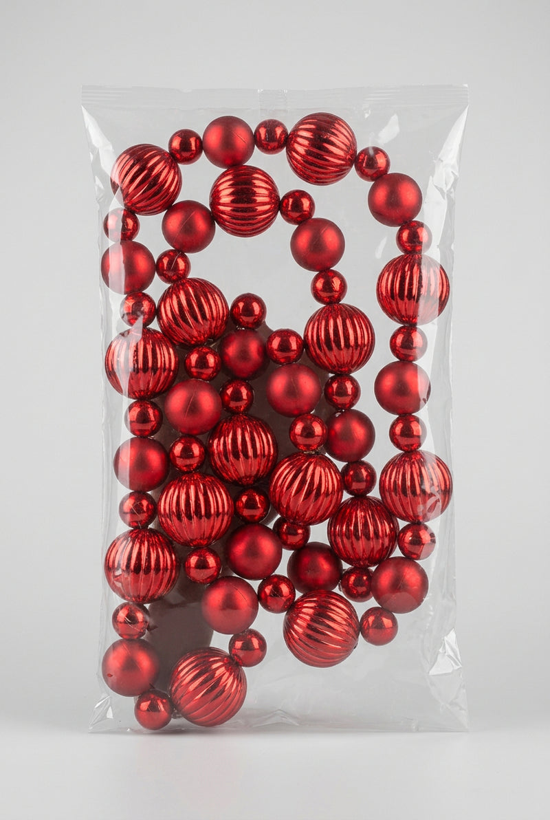 Red Beaded Christmas Ornament Garland Strand