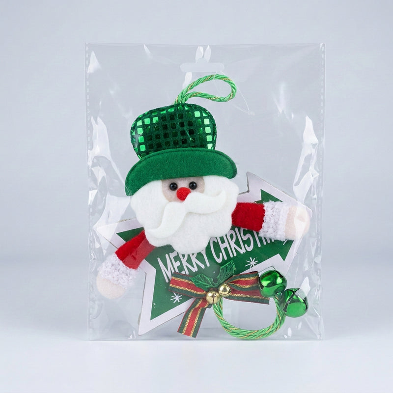 Plush Santa Green Top Hat Hanging Sign Ornament
