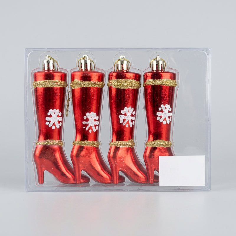 Red High-Heel Boot Christmas Hanging Ornaments Set