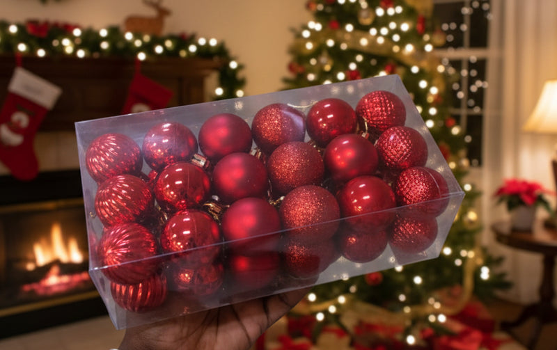 Red Christmas Ornament Set – 18 PIECES