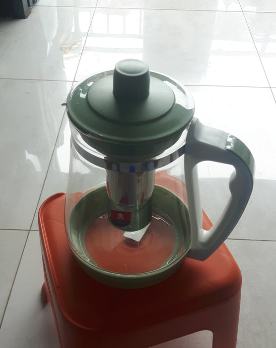 Glass Teapot with Infuser – Green Lid & Handle