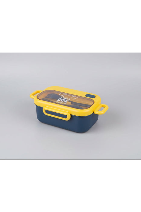 Sealed Lunch Box with Built-in Cutlery – Yellow & Blue