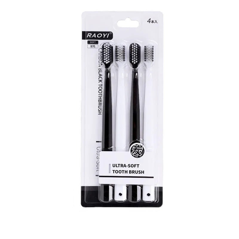 RAOYI Ultra-Soft Carbon Black Toothbrush – 4pcs
