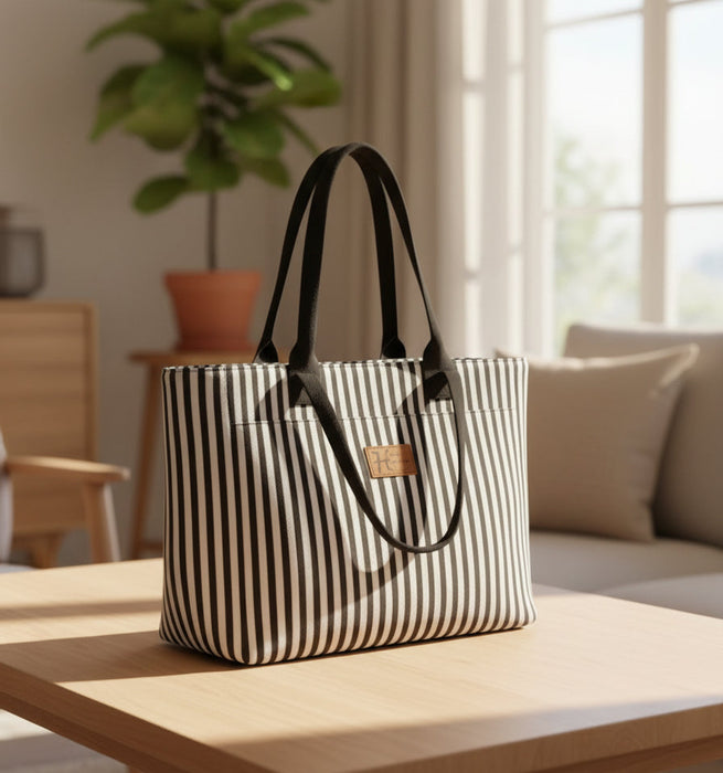 Black & White Striped Tote Bag