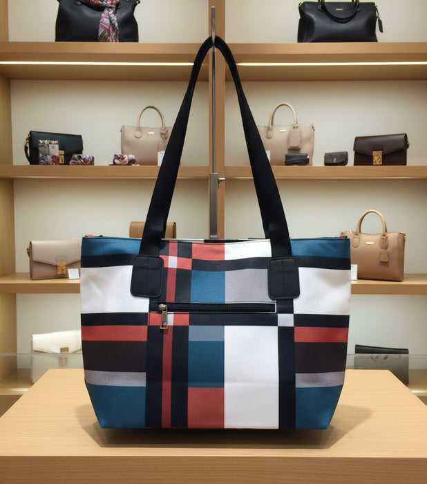 Multicolor Checkered Tote Bag