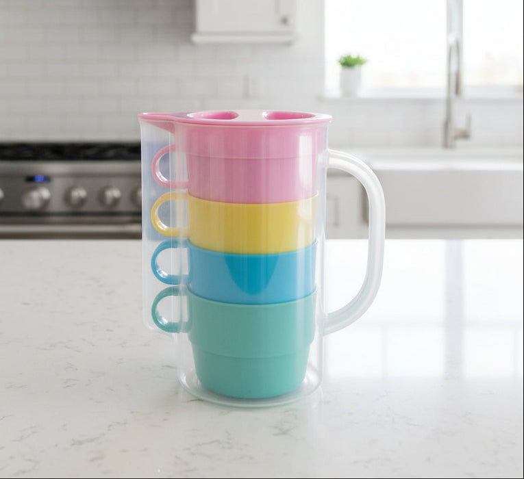 Colorful Cup Set with Pitcher – 5pcs