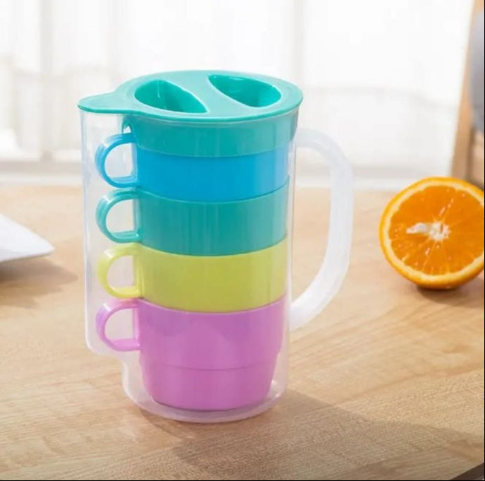 Colorful Cup Set with Pitcher – 5pcs