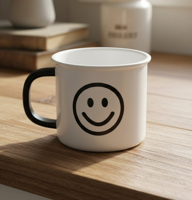 Smiley Ceramic Mug – Black Handle