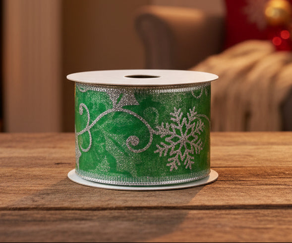 Green Glitter Christmas Ribbon – Floral Design