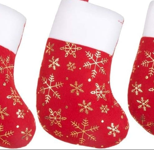 Small Christmas Stocking – Gold Snowflakes