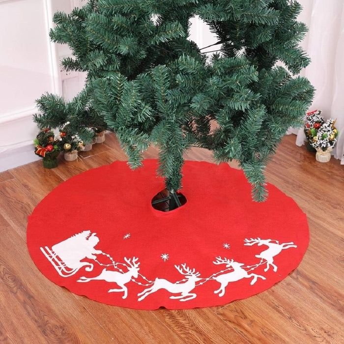 Red Reindeer & Snowflake Tree Skirt