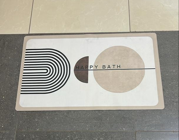 Modern “Happy Bath” Anti-Slip Bathroom Mat