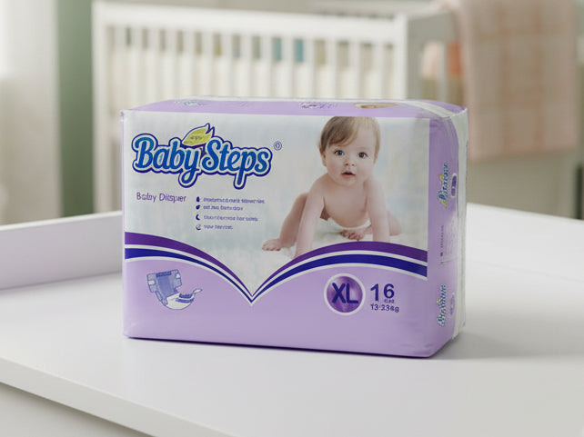 Baby Steps Baby Diapers – XL Size 13–25 kg  16pcs