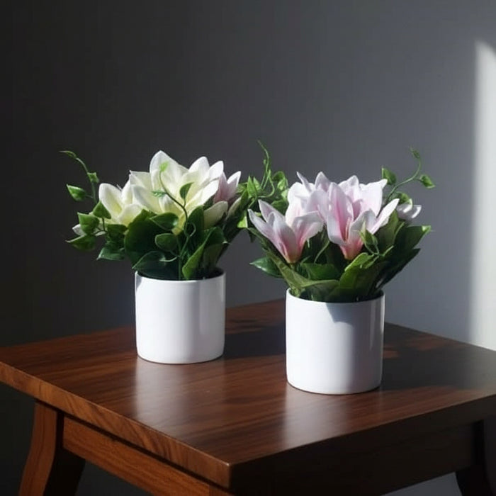 Decorative Artificial Flowers in White Pot