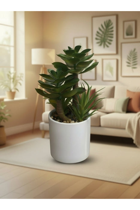 Artificial Succulent Plant in White Pot