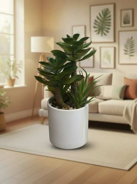 Artificial Succulent Plant in White Pot