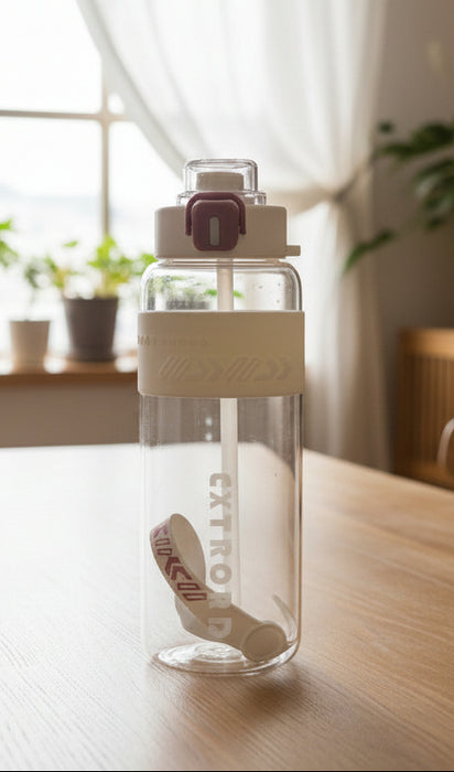 EXTROID Straw Bottle – Red & White Lid 1L