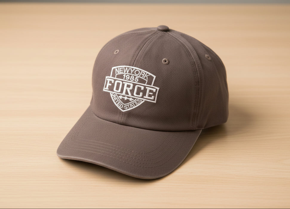 Brown Cotton Blend Baseball Cap – New York 1985 Force USA Embroidered