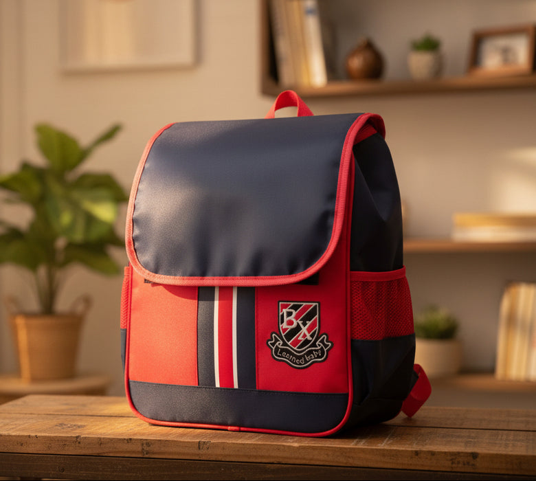 Red & Blue “Learned Baby” School Backpack – Kids’ Durable Book Bag