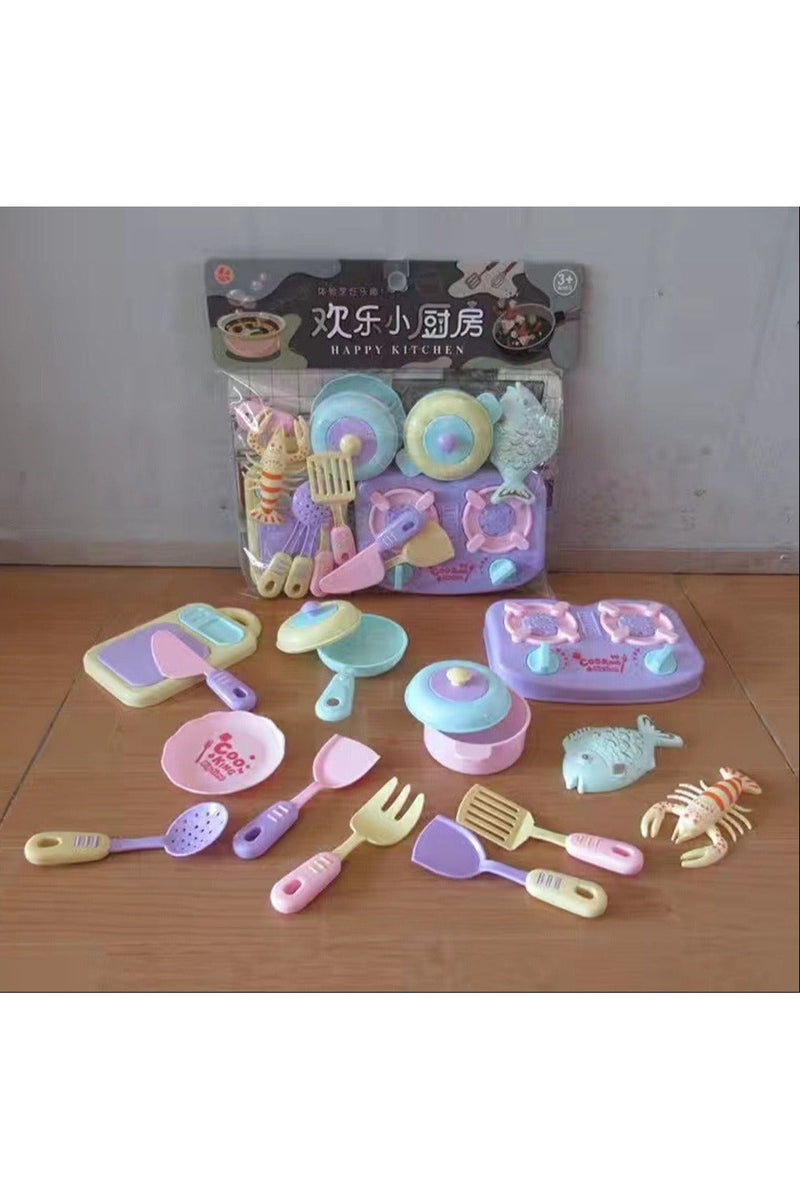 Happy Kitchen Kids Pretend Play Cooking Set – Colorful Mini Kitchen Toys