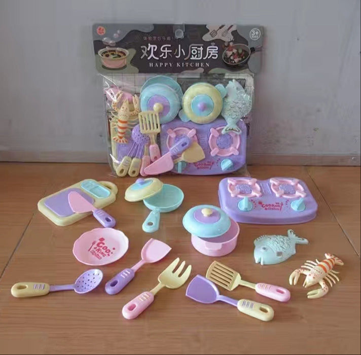 Happy Kitchen Kids Pretend Play Cooking Set – Colorful Mini Kitchen Toys