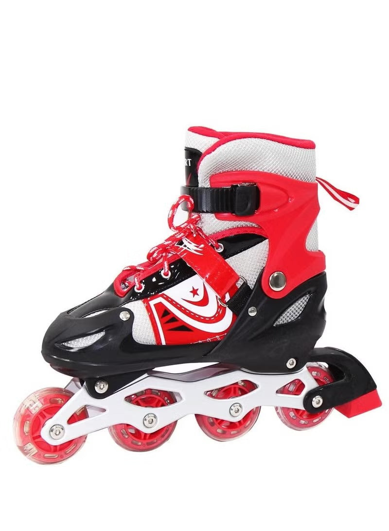Adjustable Roller Skate Shoes LED Light Single Row Wheels - Size  31-42