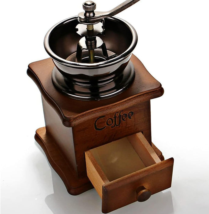 Vintage-Style Manual Coffee Grinder – Adjustable Wooden Hand Crank