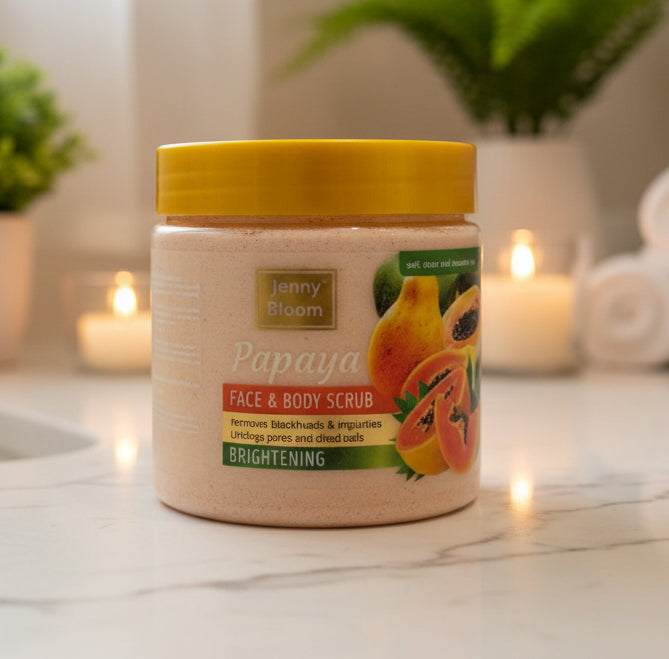 Jenn Bloom Papaya Face & Body Scrub – Natural Exfoliating & Brightening Scrub