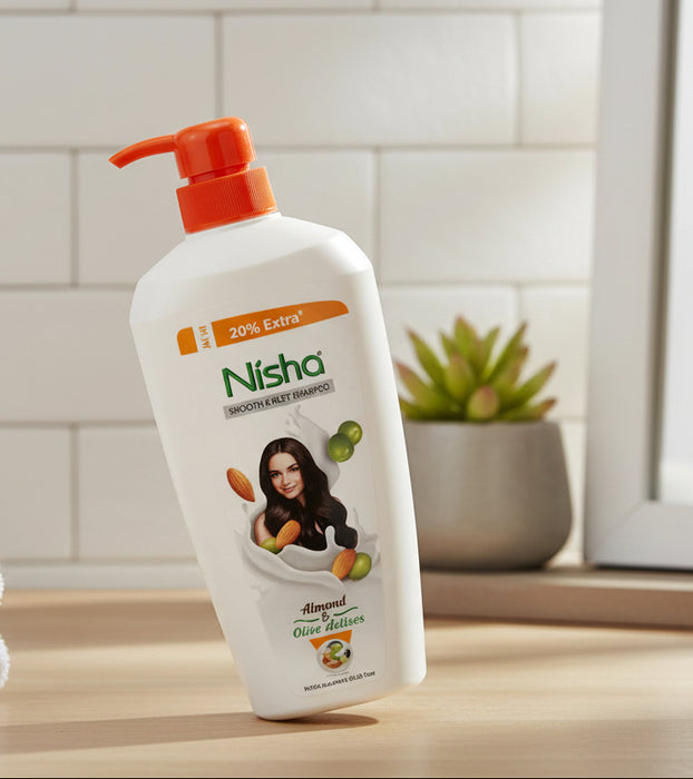 Nisha Smooth & Silky Shampoo with Almond & Olive Actives